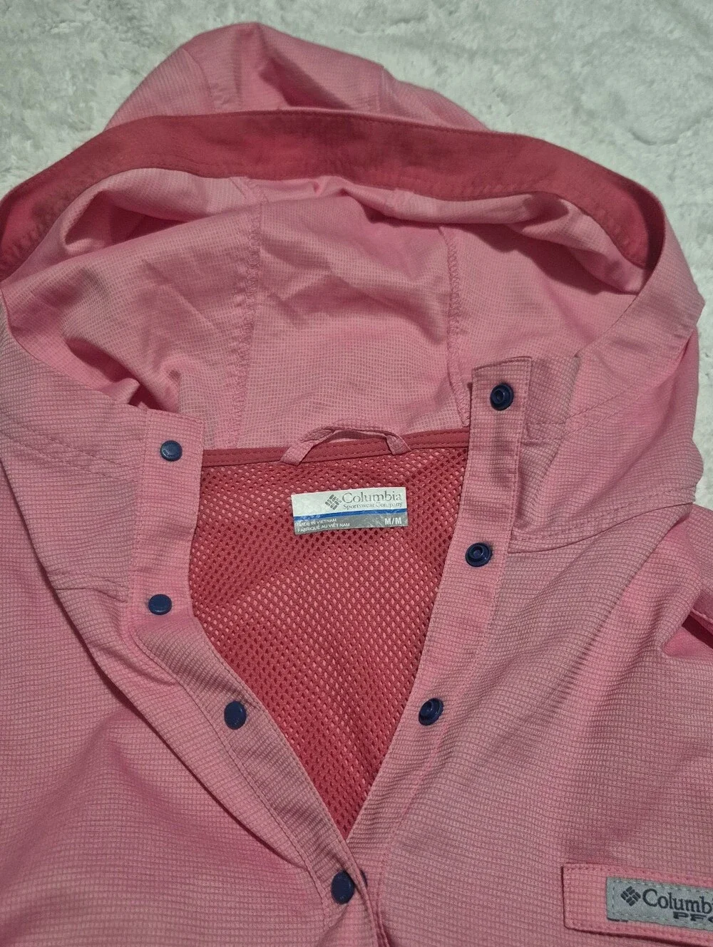 Columbia Pink Hooded Pullover PFG Anorak Windbreaker..Size:M